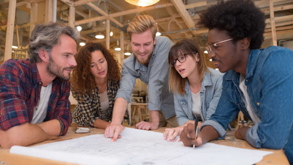 Homeowners planning a DIY project with instructor guidance