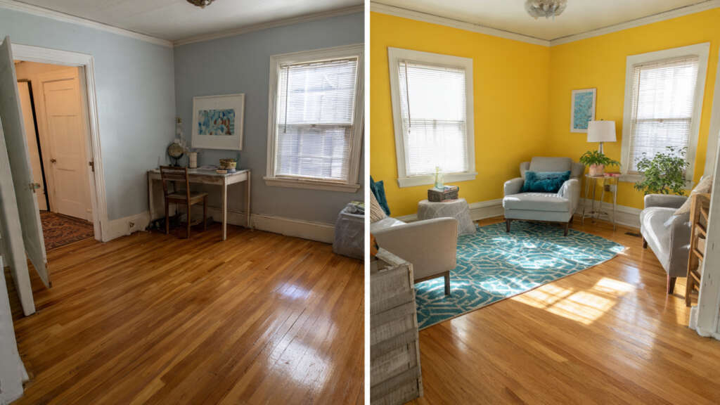 Before and after DIY home improvement renovation