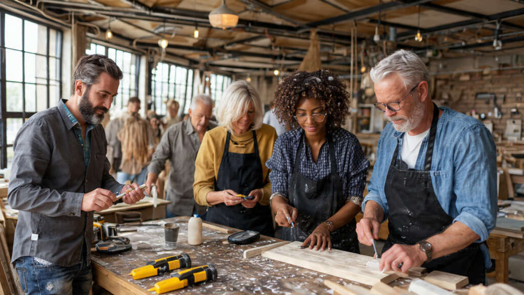 Homeowners participating in a hands-on DIY home improvement workshop