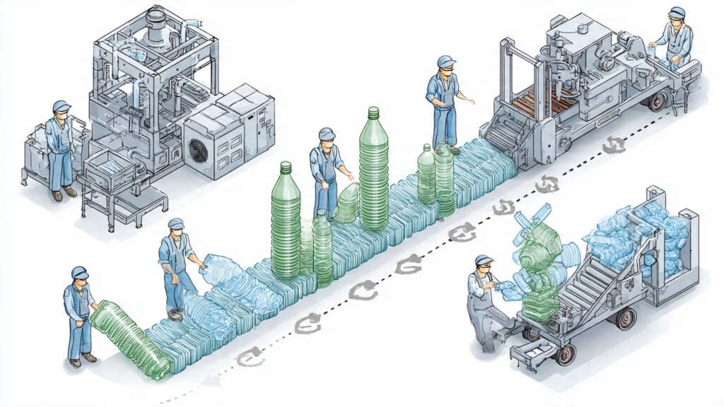 Recycled plastic bottles turned into Polywood furniture, supporting eco-friendly outdoor solutions.