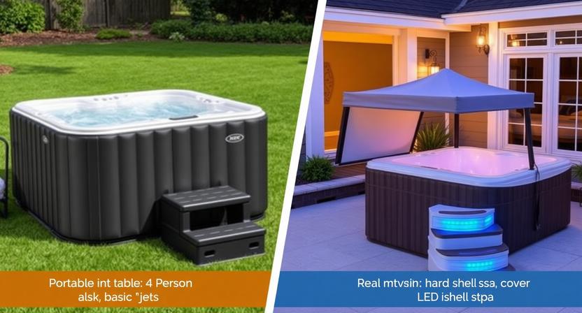 2025 hot tub price comparison infographic by type: inflatable vs acrylic vs luxury models