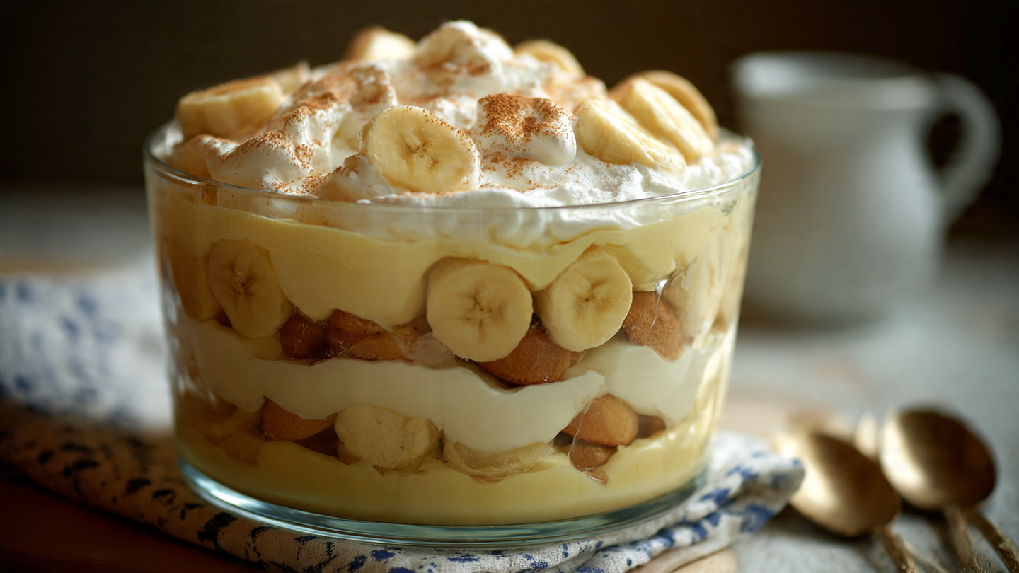 Old-Fashioned Banana Pudding Recipe Made From Scratch in a Glass Dish
