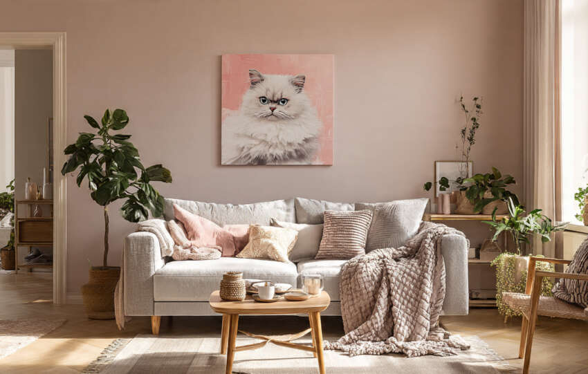 Pink pussycat decor adding charm to modern living room