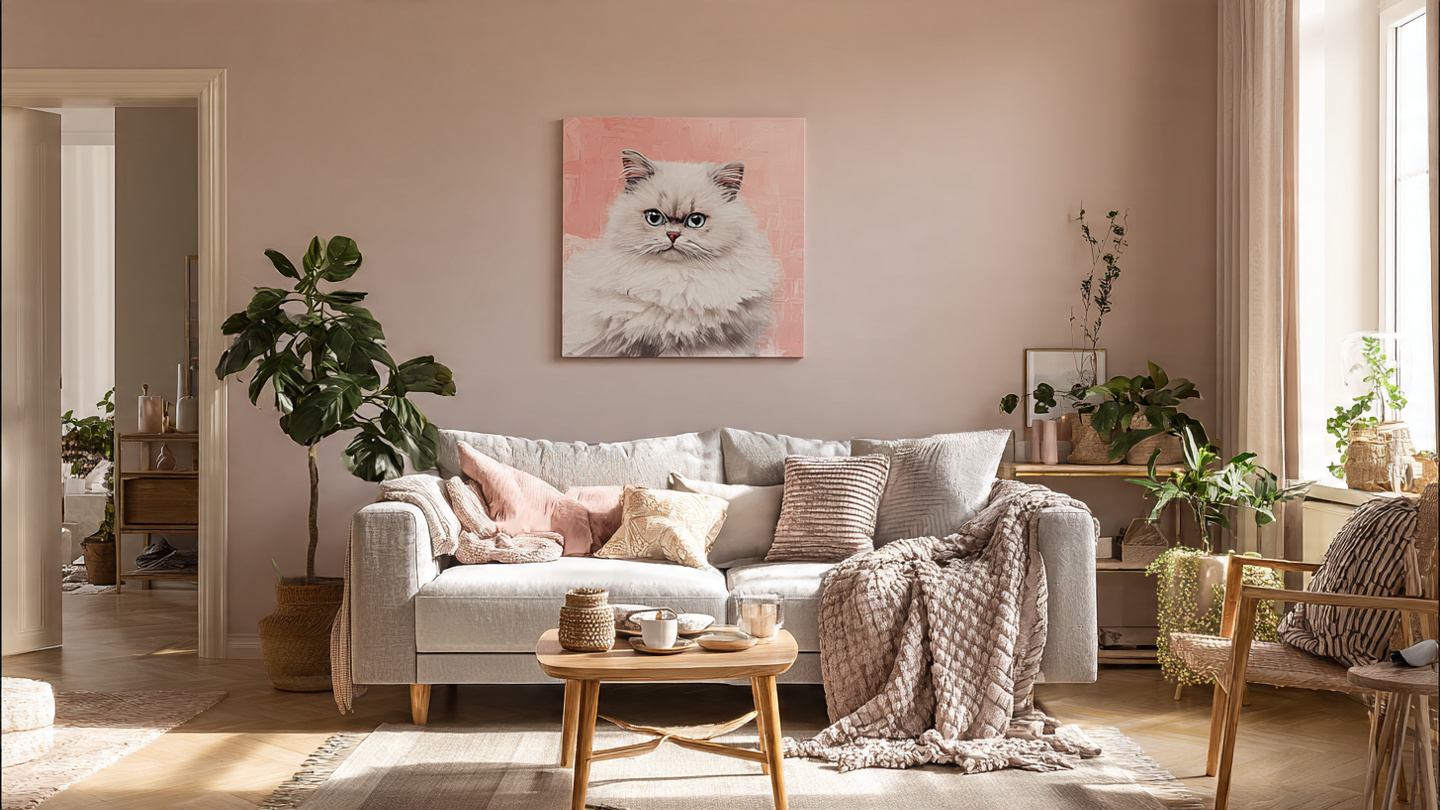 Pink pussycat decor adding charm to modern living room